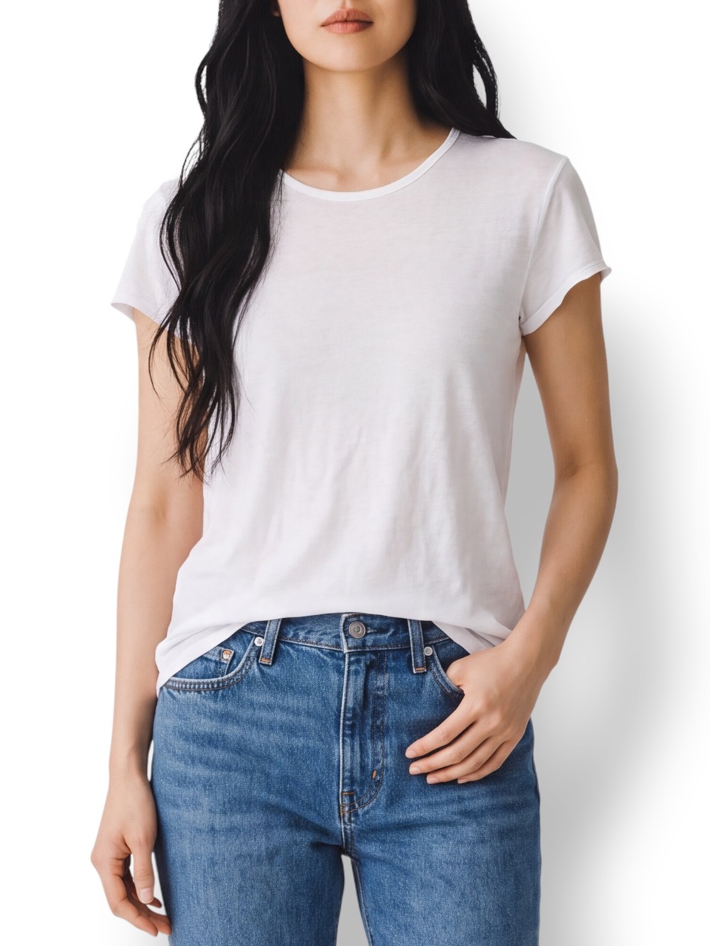 4/$20 Old Navy Tiny Fit White 100% Cotton Fitted Baby Tee Short Sleeve Large